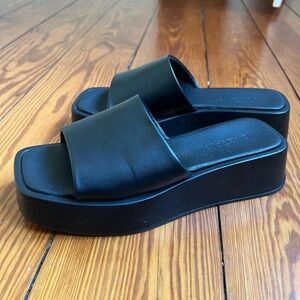 Elegant Black Platform Slide Sandals